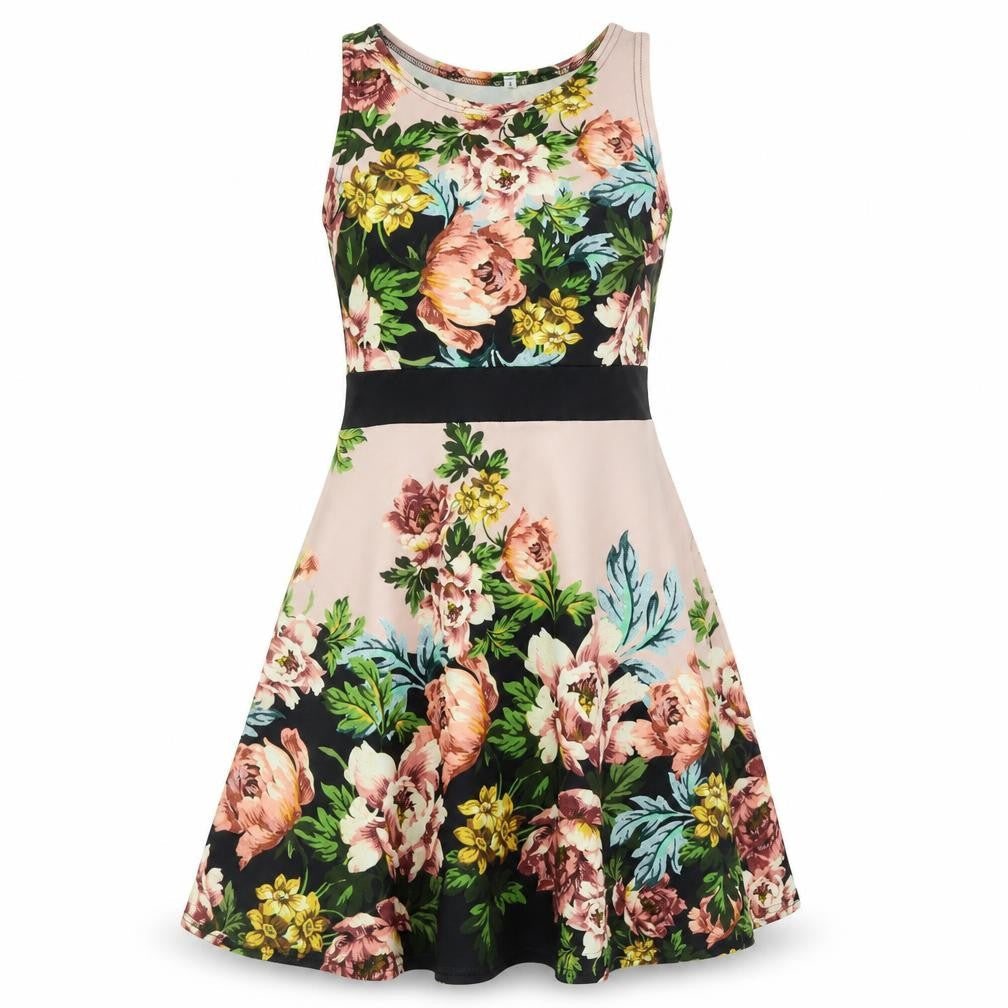 Preworn Womens Multicoloured Floral Polyester Trapeze & Swing  Size 8  Round Neck