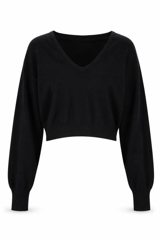 SHEIN Womens Black V-Neck  Acrylic Pullover Jumper Size S