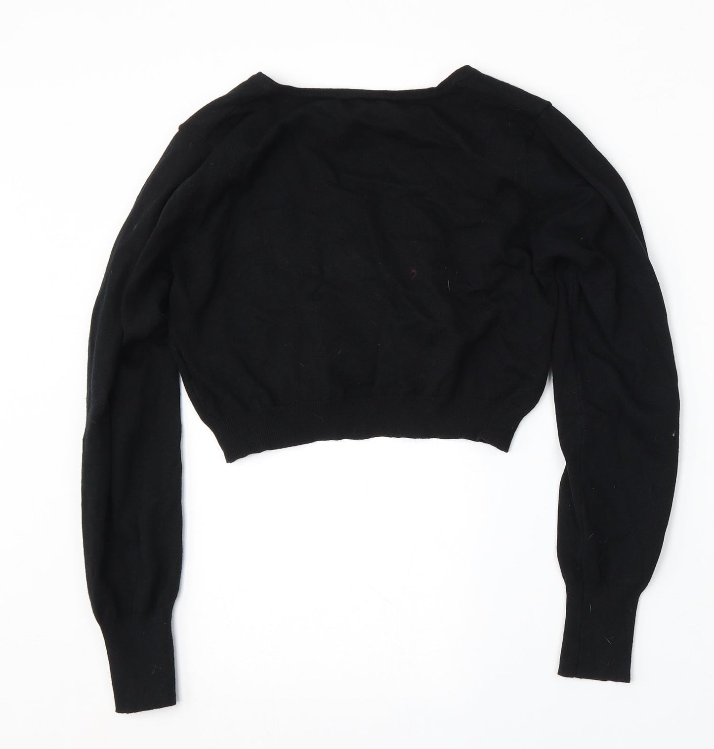 SheIn Womens Black V-Neck  Acrylic Pullover Jumper Size S
