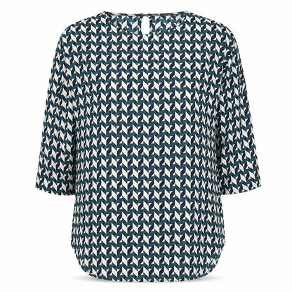 Primark Womens Multicoloured Geometric Polyester Basic Blouse Size 8 Round Neck