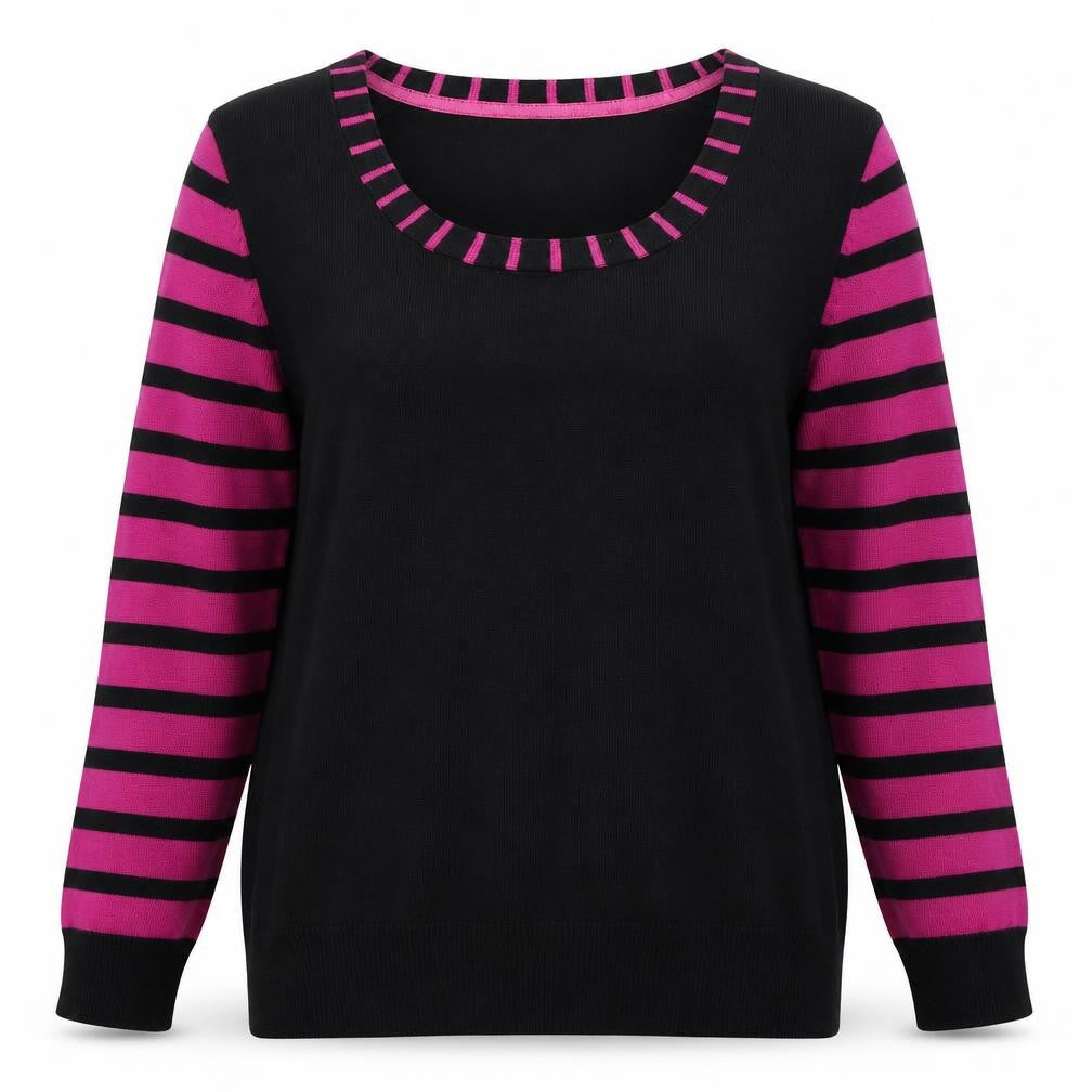 M&Co Womens Black Round Neck  Viscose Pullover Jumper Size 12