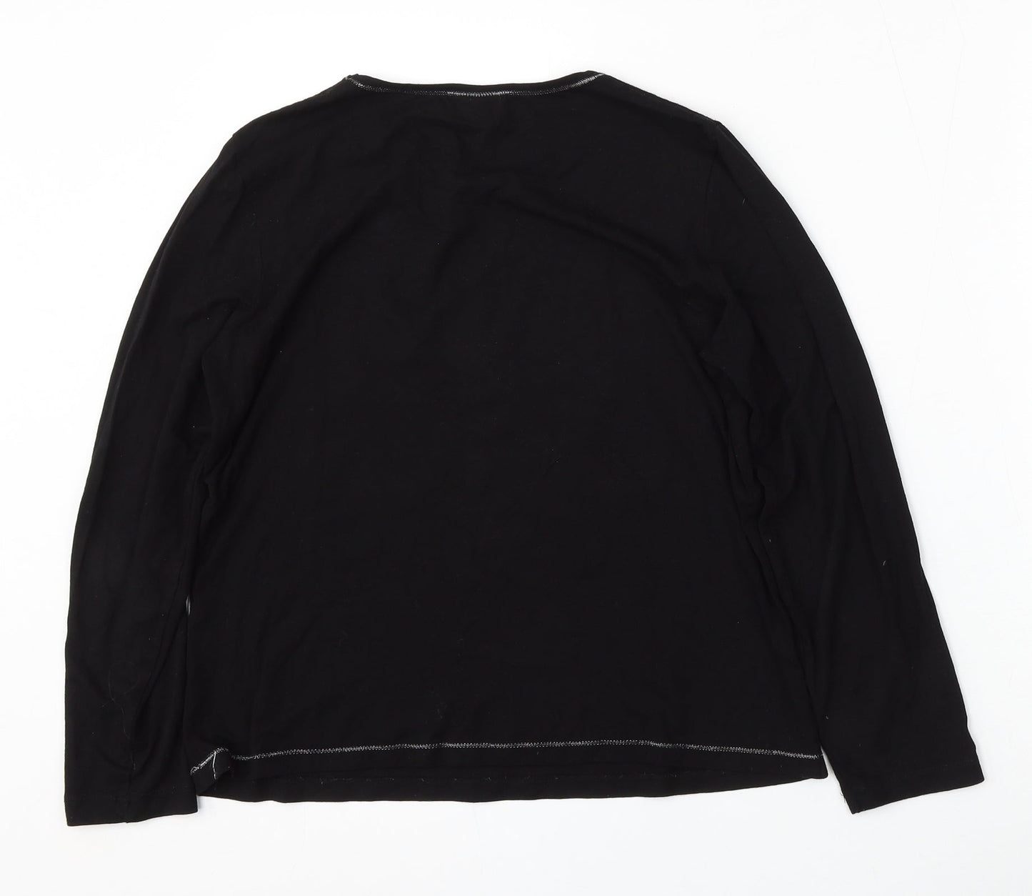 Lebek Womens Black  Polyester Basic T-Shirt Size M Round Neck