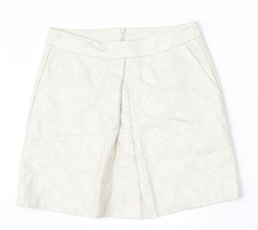 United Colors of Benetton Womens Beige  Cotton Straight & Pencil Skirt Size 8