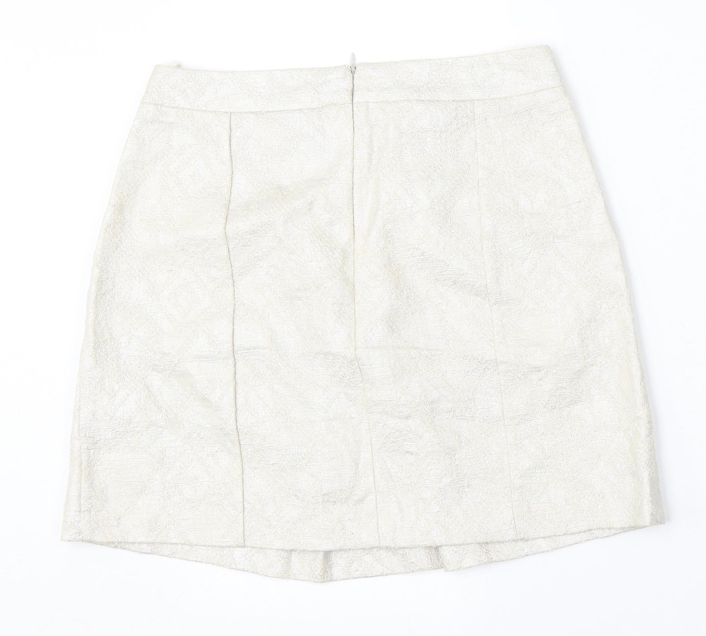 United Colors of Benetton Womens Beige  Cotton Straight & Pencil Skirt Size 8
