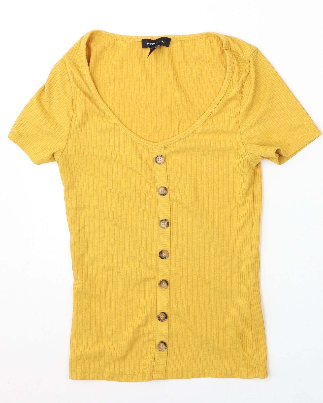 New Look Womens Yellow Round Neck  Polyester Pullover Jumper Size 8