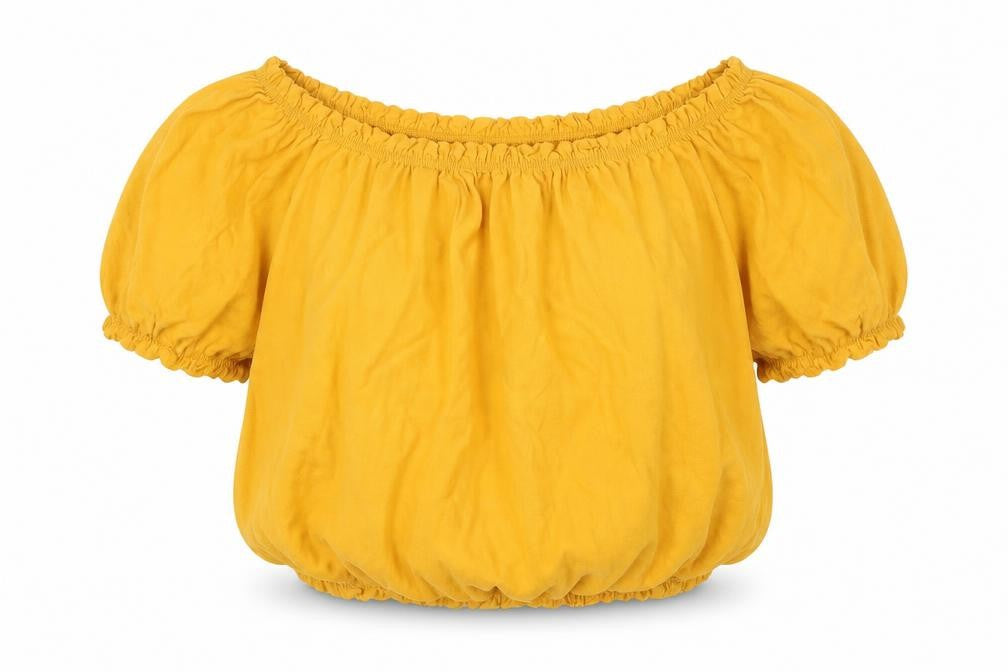 Primark Womens Yellow  Cotton Basic Blouse Size 8 Round Neck