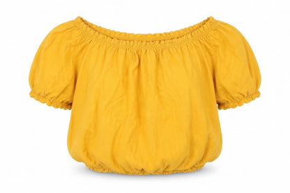 Primark Womens Yellow  Cotton Basic Blouse Size 8 Round Neck