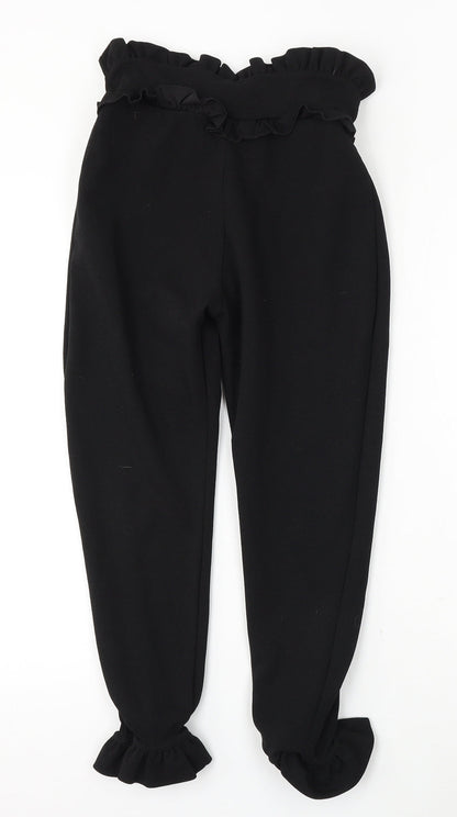 PRETTYLITTLETHING Womens Black  Polyester Trousers  Size 8 L23 in Regular