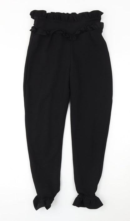 PRETTYLITTLETHING Womens Black  Polyester Trousers  Size 8 L23 in Regular