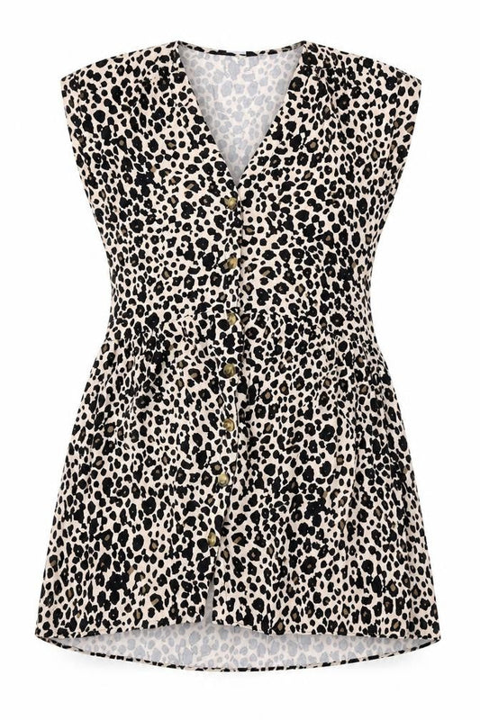 New Look Womens Beige Animal Print Viscose Sheath  Size 10  V-Neck