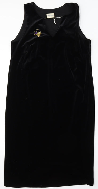 Preloved essence Womens Black  Polyester Sheath  Size 12  Round Neck - Front
