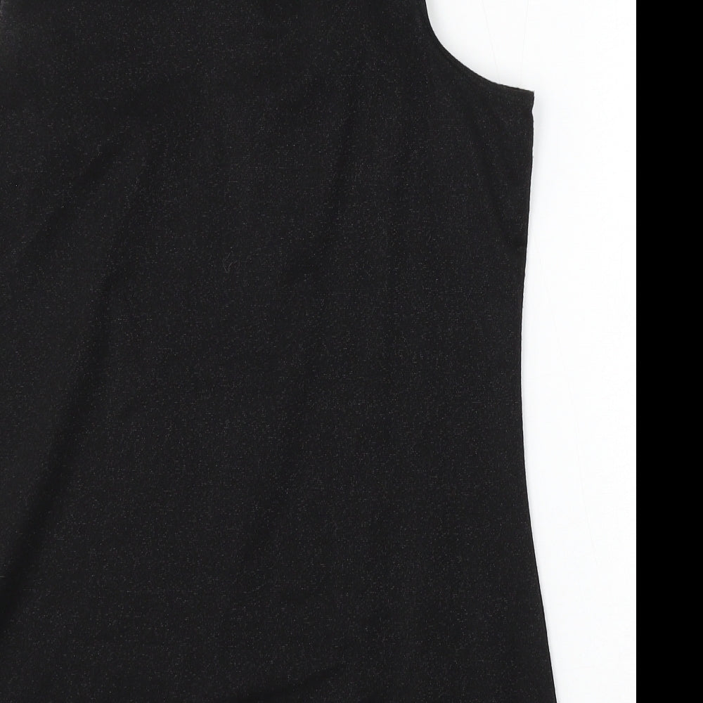 George Womens Black  Polyester Basic Blouse Size 16 Round Neck