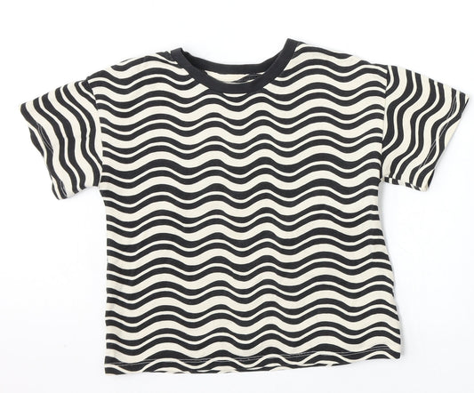 NEXT Girls White Animal Print Cotton Basic T-Shirt Size 5 Years Round Neck