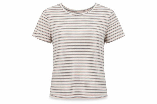 Primark Girls Multicoloured Striped Polyester Basic T-Shirt Size XS Round Neck