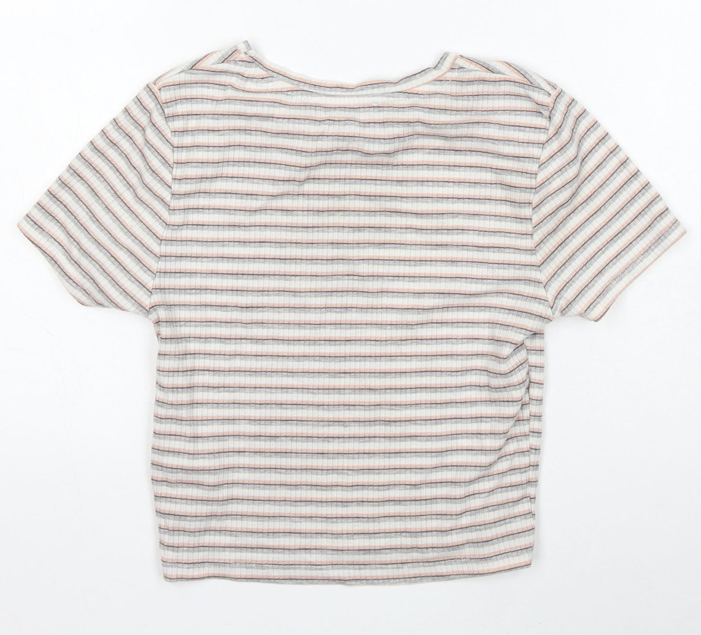 Primark Girls Multicoloured Striped Polyester Basic T-Shirt Size XS Round Neck