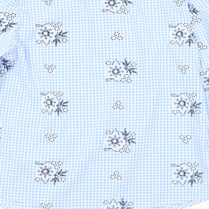 Pieces Womens Blue Check Polyester Basic Blouse Size S Round Neck
