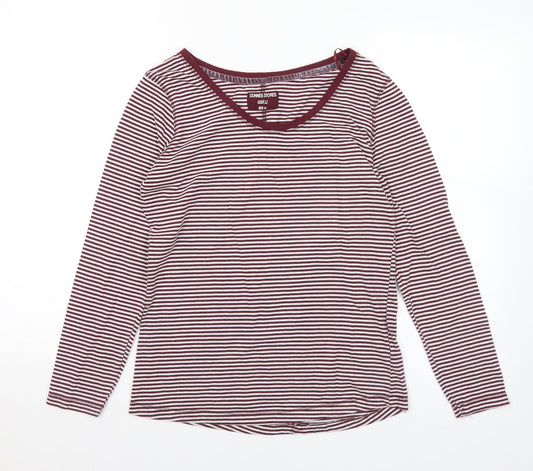 Dunnes Stores Womens Purple Striped Polyester Basic T-Shirt Size 12 Round Neck