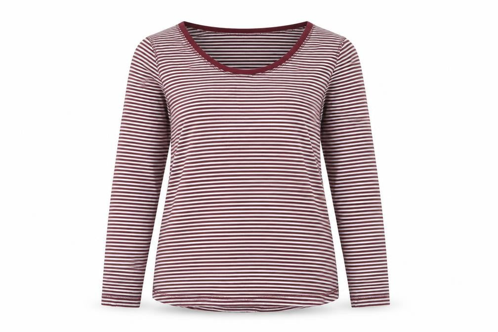 Dunnes Stores Womens Purple Striped Polyester Basic T-Shirt Size 12 Round Neck