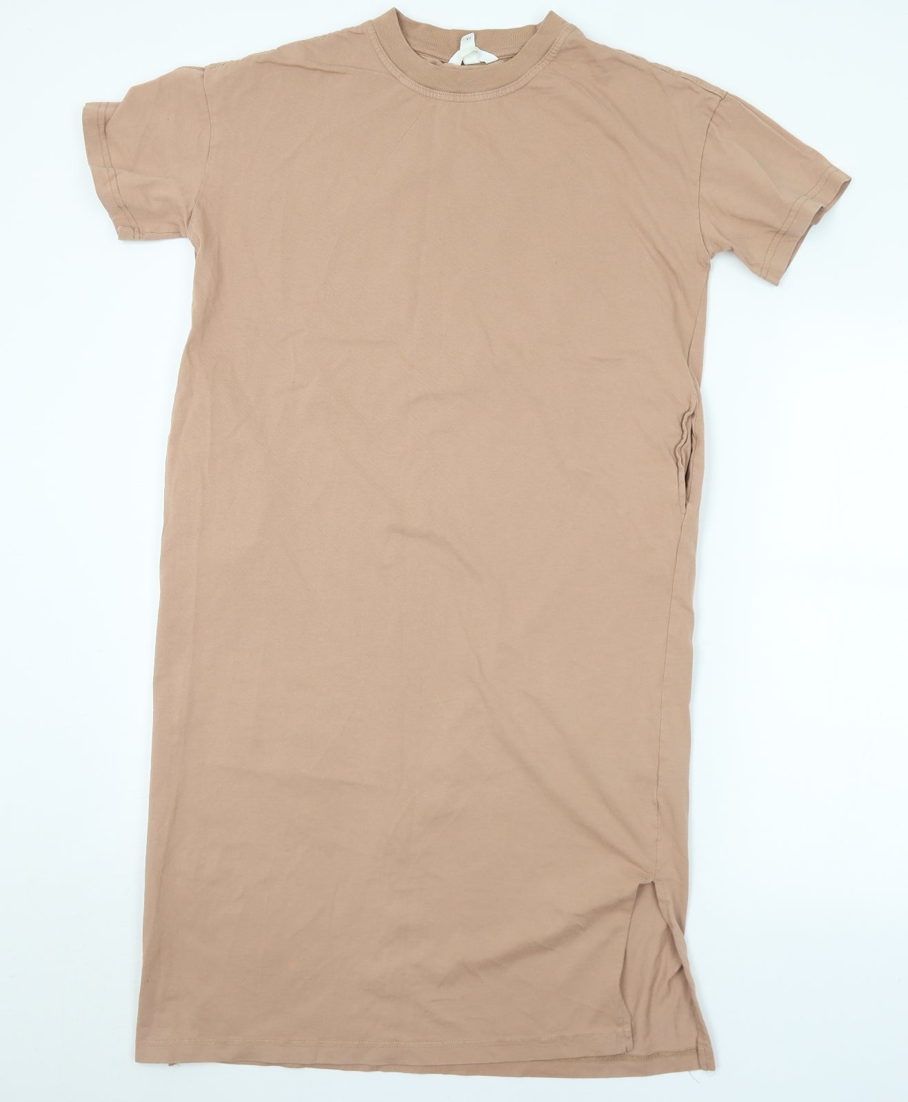 H&M Womens Brown  Cotton T-Shirt Dress  Size XS  Crew Neck