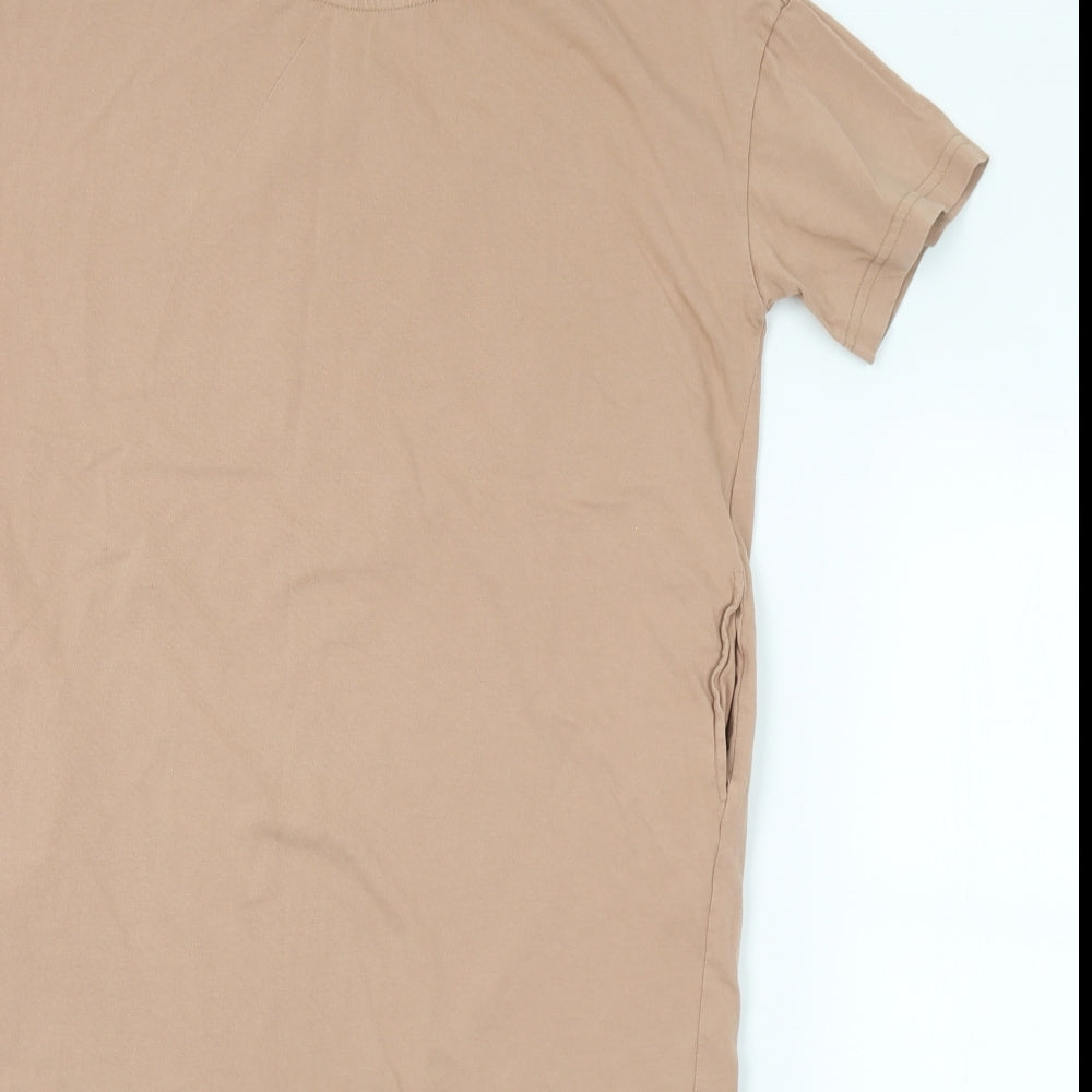 H&M Womens Brown  Cotton T-Shirt Dress  Size XS  Crew Neck