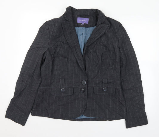 Atuonomy Womens Grey Pinstripe Polyester Jacket Suit Jacket Size 16
