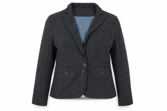 Atuonomy Womens Grey Pinstripe Polyester Jacket Suit Jacket Size 16