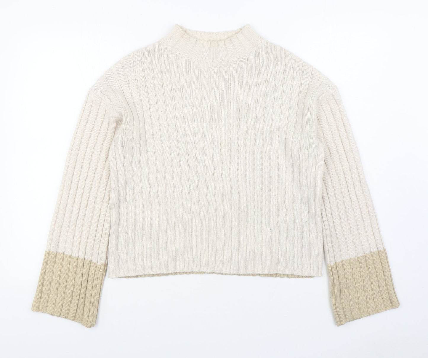 Primark Womens Beige Round Neck  Acrylic Pullover Jumper Size 2XS