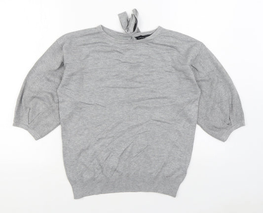 Dorothy Perkins Womens Grey Round Neck  Viscose Pullover Jumper Size 10