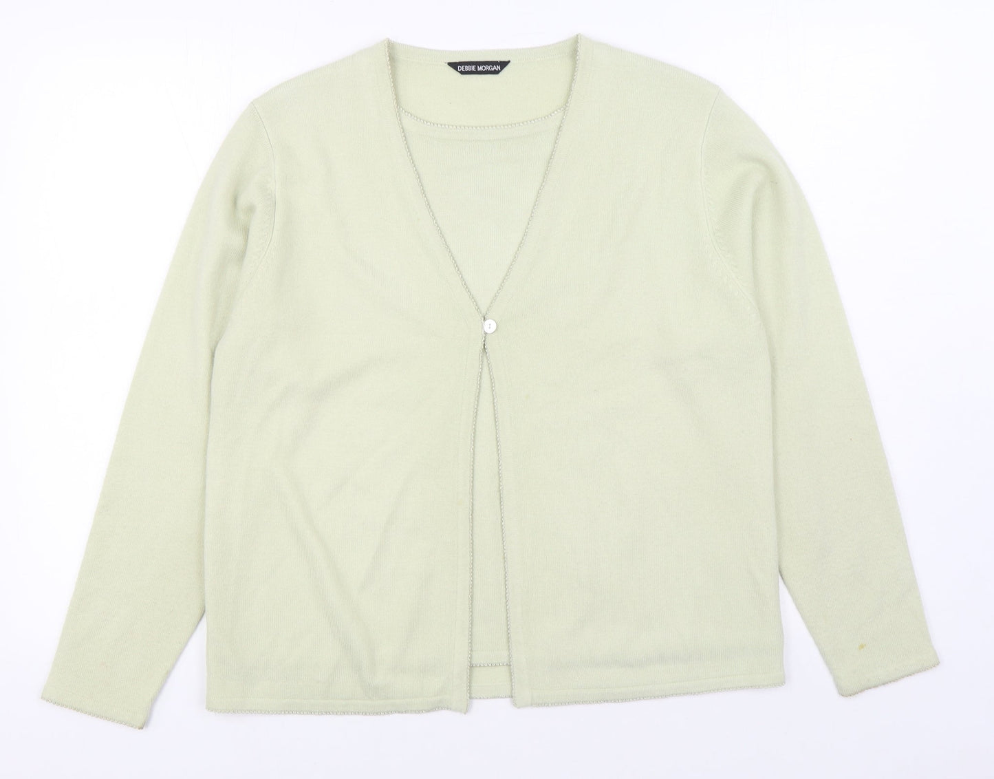 Debbie Morgan Womens Beige V-Neck  Acrylic Cardigan Jumper Size S