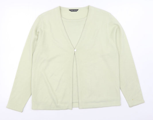 Debbie Morgan Womens Beige V-Neck  Acrylic Cardigan Jumper Size S