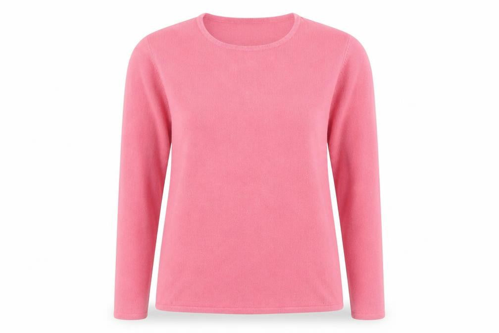 Bonmarché Womens Pink Round Neck Acrylic Pullover Jumper Size M