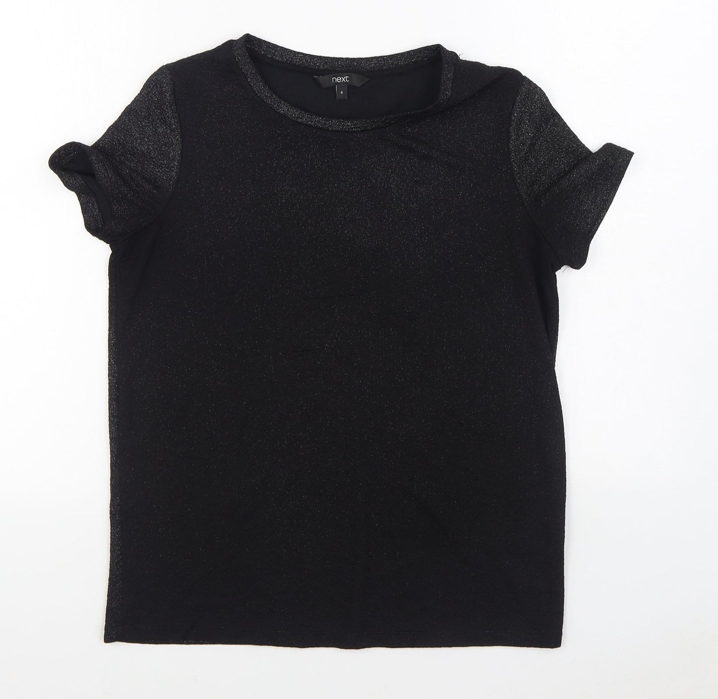 NEXT Womens Black  Polyester Basic T-Shirt Size 8 Round Neck