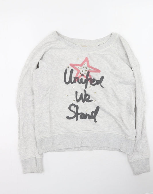Only Womens Grey  Cotton Pullover Sweatshirt Size L