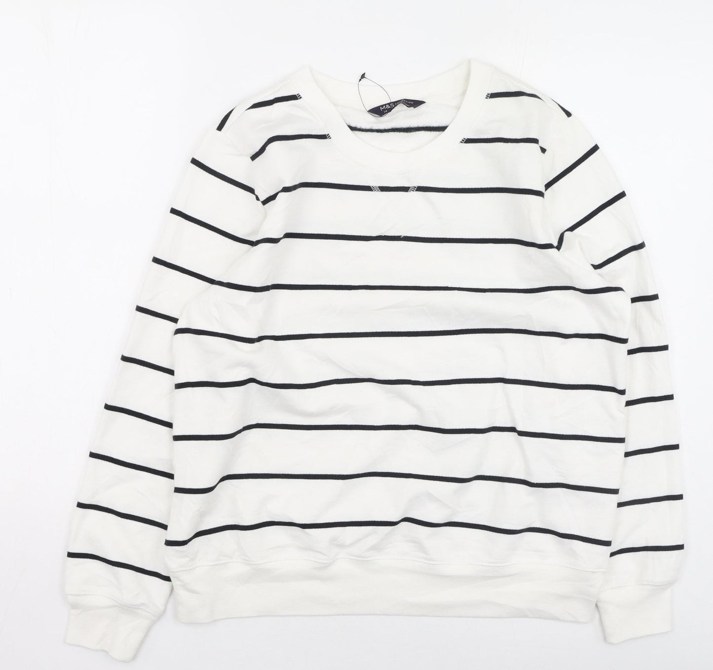 Marks and Spencer Mens Multicoloured Striped Polyester Pullover Sweatshirt