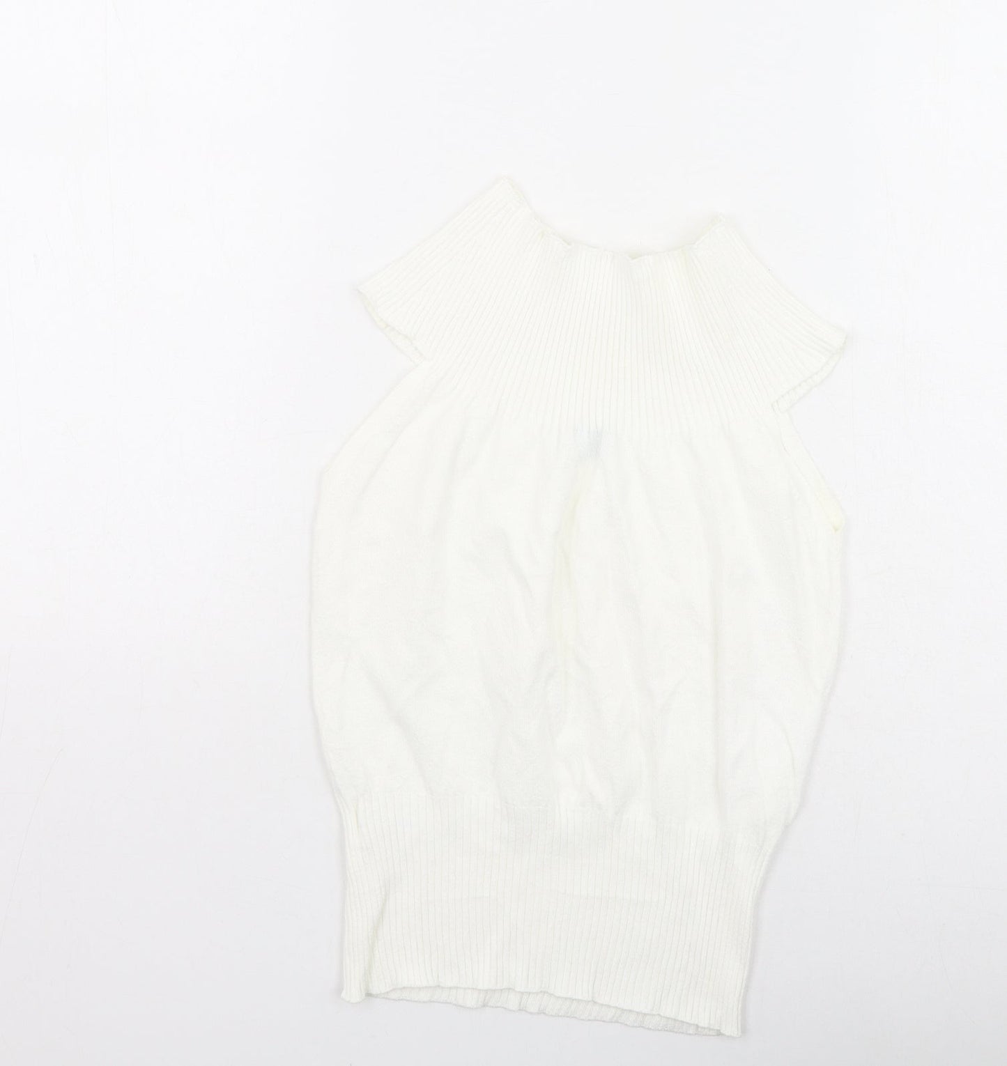 Oasis Womens Ivory High Neck  Viscose Pullover Jumper Size 12