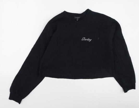 Topshop Womens Black  Polyester Pullover Sweatshirt Size M
