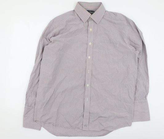 Savile Row Mens Multicoloured Plaid Cotton  Button-Up Size 42 Collared
