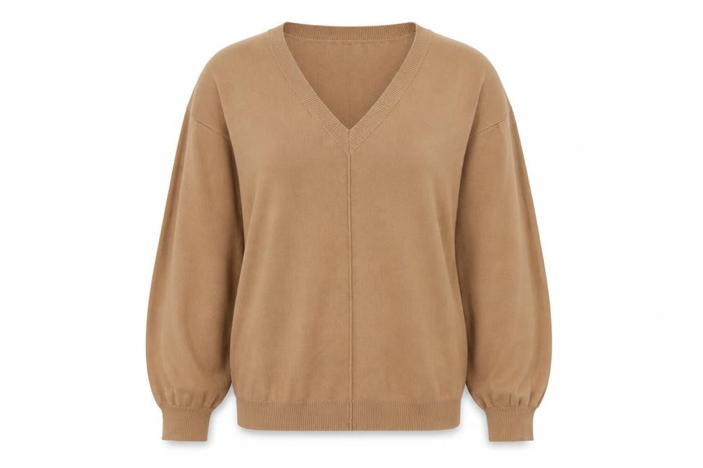 Y.A.S Womens Brown V-Neck  Viscose Pullover Jumper Size S