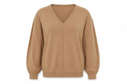 Y.A.S Womens Brown V-Neck  Viscose Pullover Jumper Size S