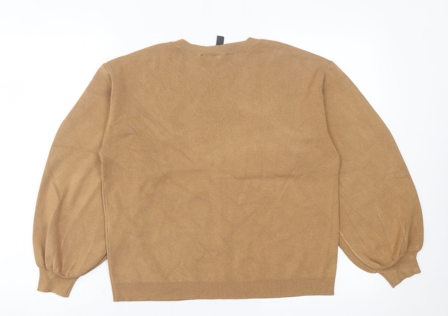 Y.A.S Womens Brown V-Neck  Viscose Pullover Jumper Size S
