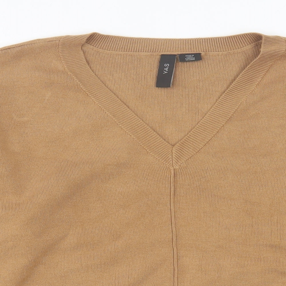 Y.A.S Womens Brown V-Neck  Viscose Pullover Jumper Size S