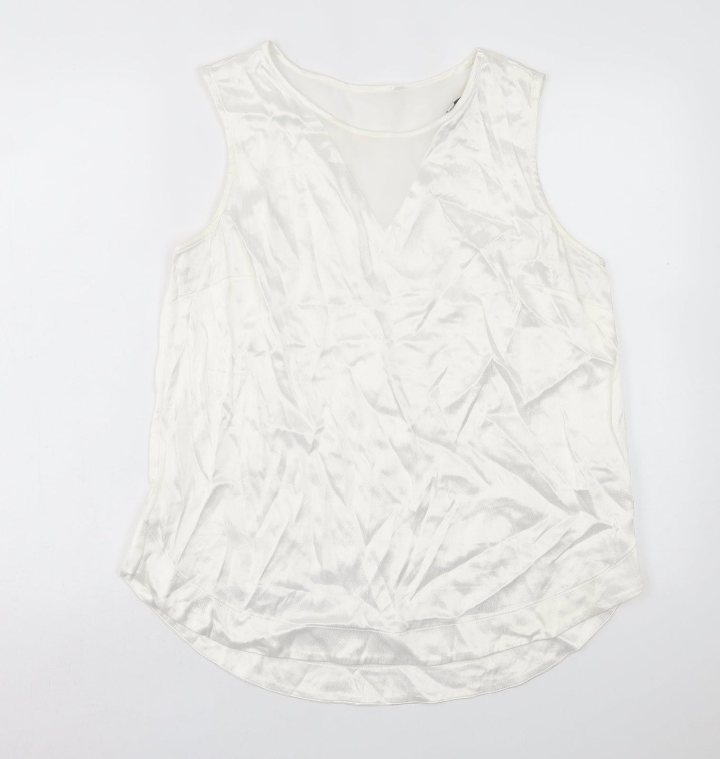 NEXT Womens White  Viscose Basic Tank Size 12 Crew Neck
