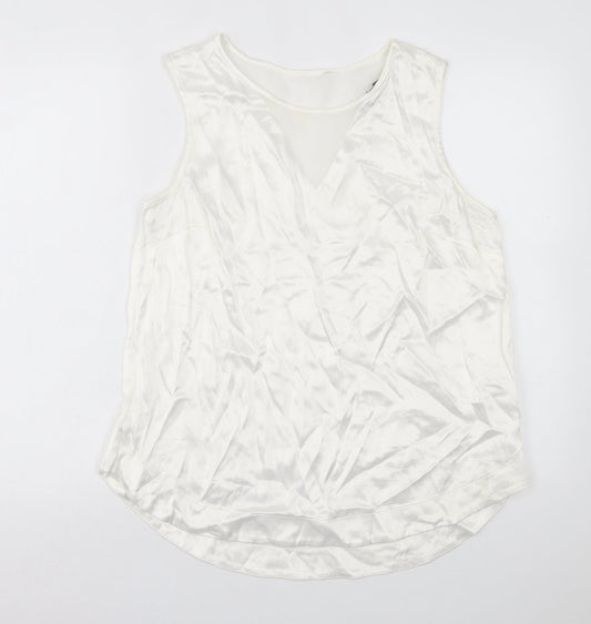 NEXT Womens White  Viscose Basic Tank Size 12 Crew Neck