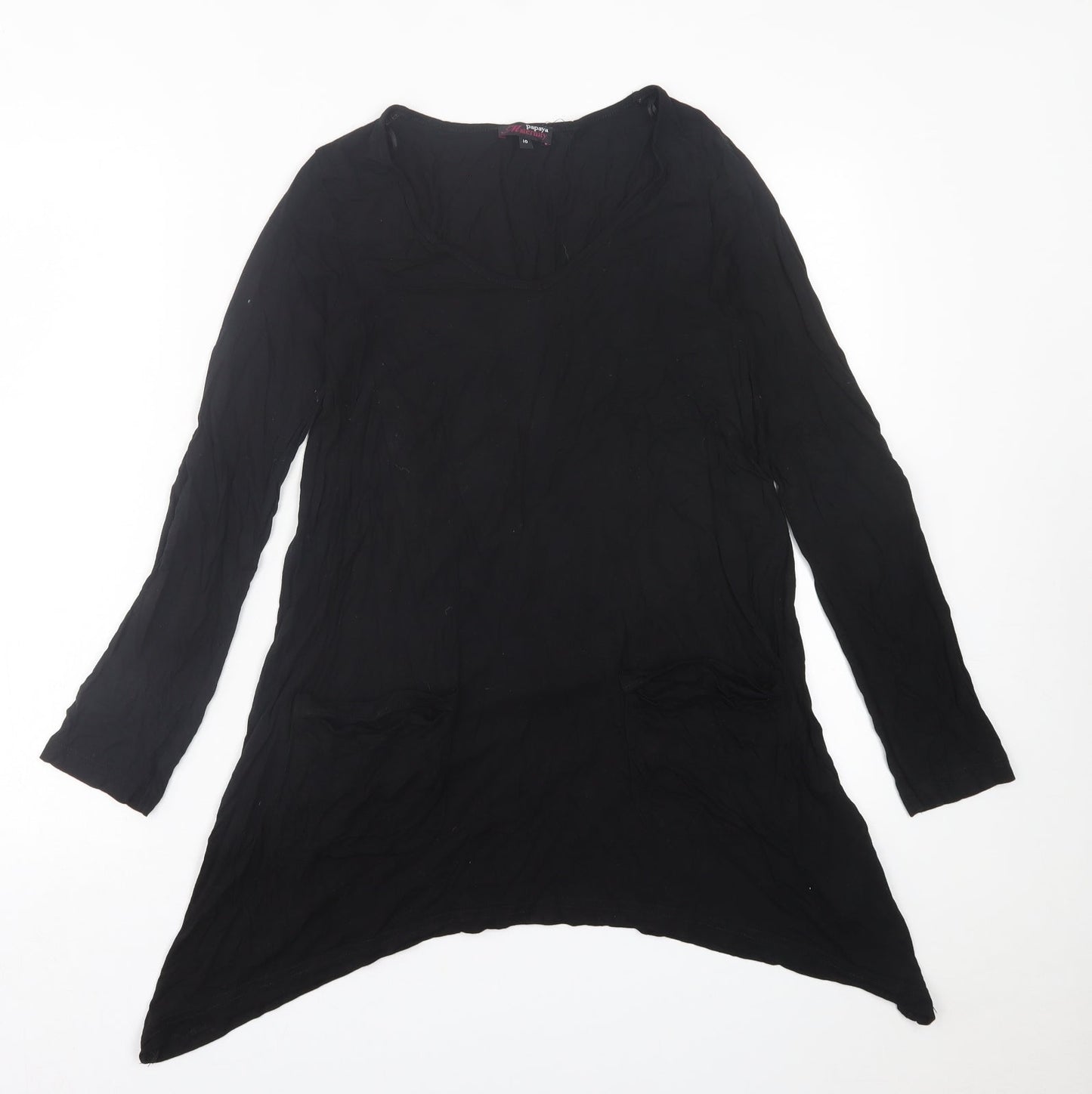 Papaya Womens Black  Viscose A-Line  Size 10  Crew Neck Pullover