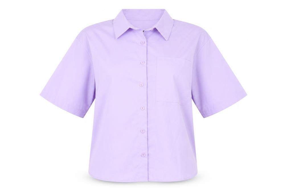 SheIn Womens Purple  Polyester Basic Button-Up Size XS Collared