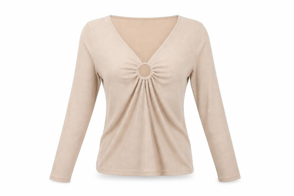 H&M Womens Beige  Polyester Pullover Sweatshirt Size 4