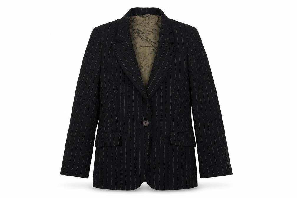 Planet Womens Black Striped Wool Jacket Suit Jacket Size 8