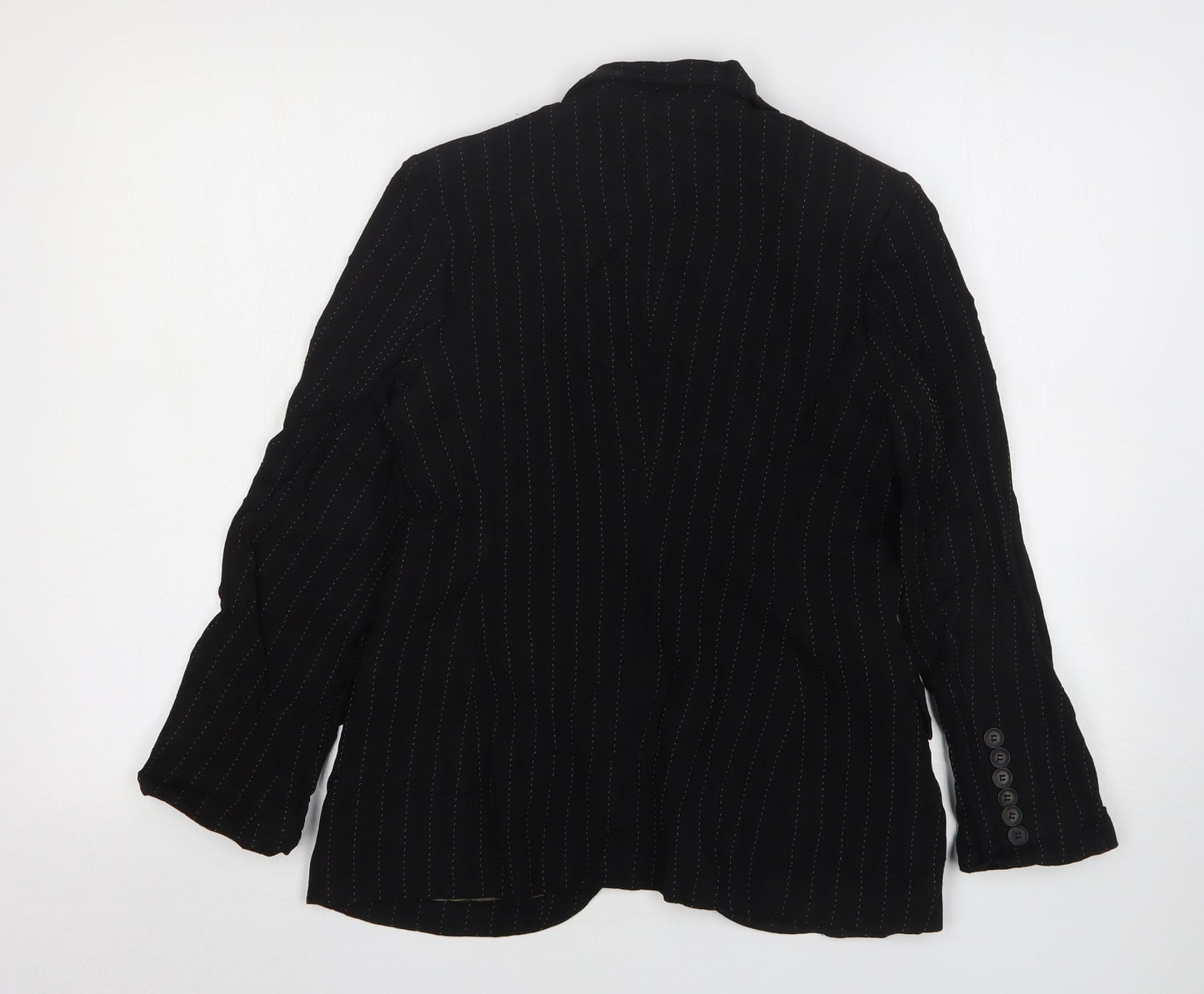Planet Womens Black Striped Wool Jacket Suit Jacket Size 8