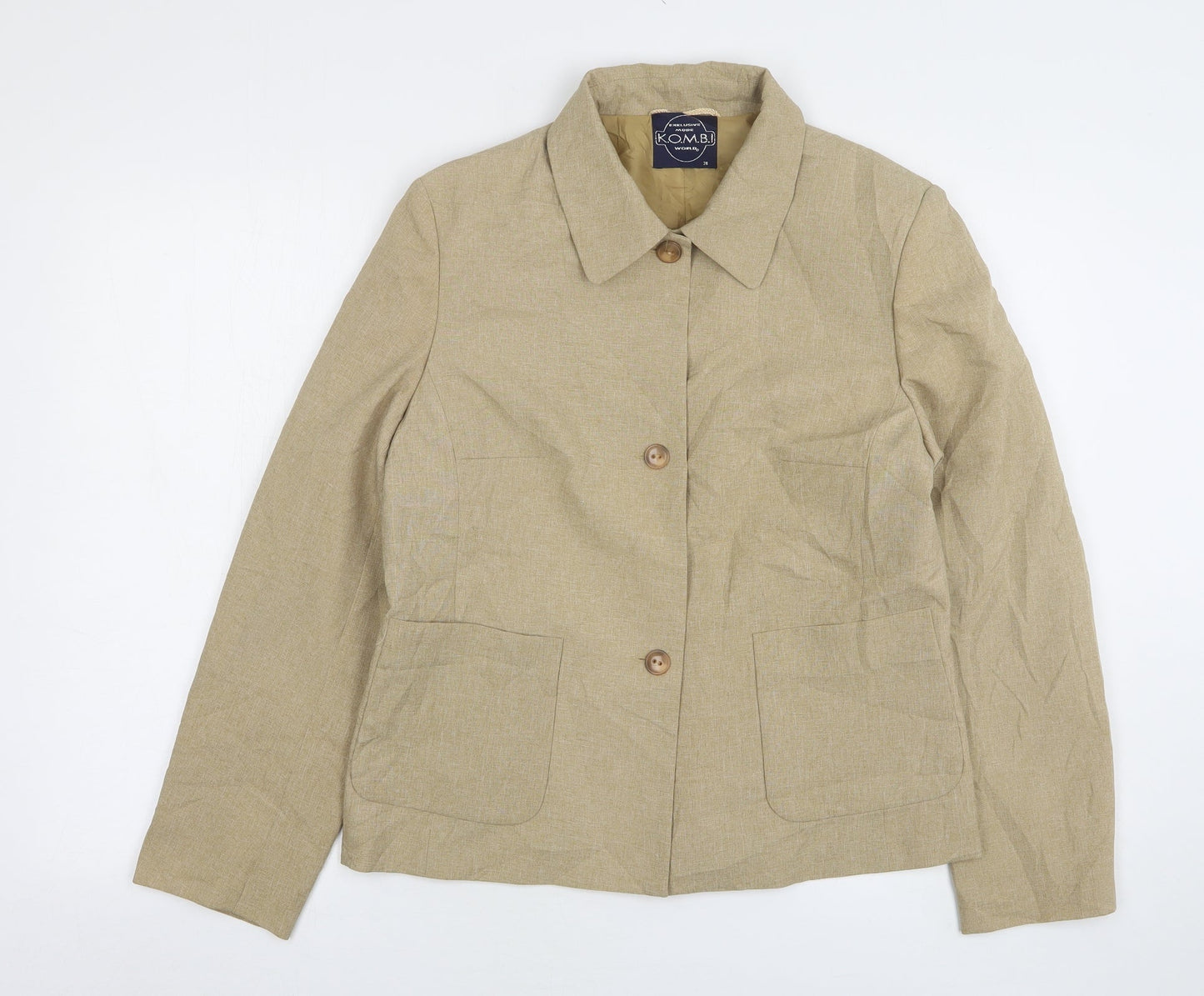 K.O.M.B.I Womens Beige  Polyester Jacket Suit Jacket Size 10
