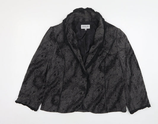 Gold By Michael H Womens Grey Floral Polyester Jacket Suit Jacket Size 16